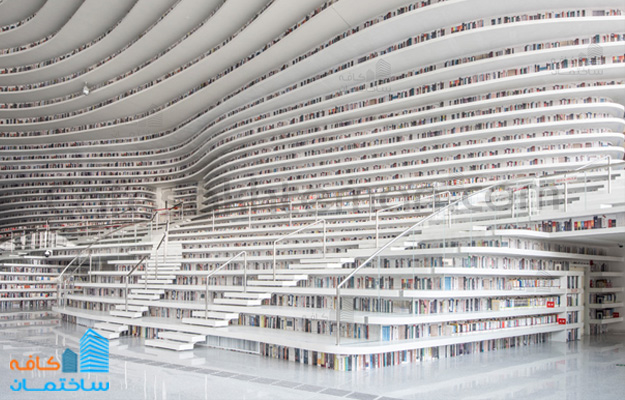 فضا داخلی کتابخانه Tianjin Binhai